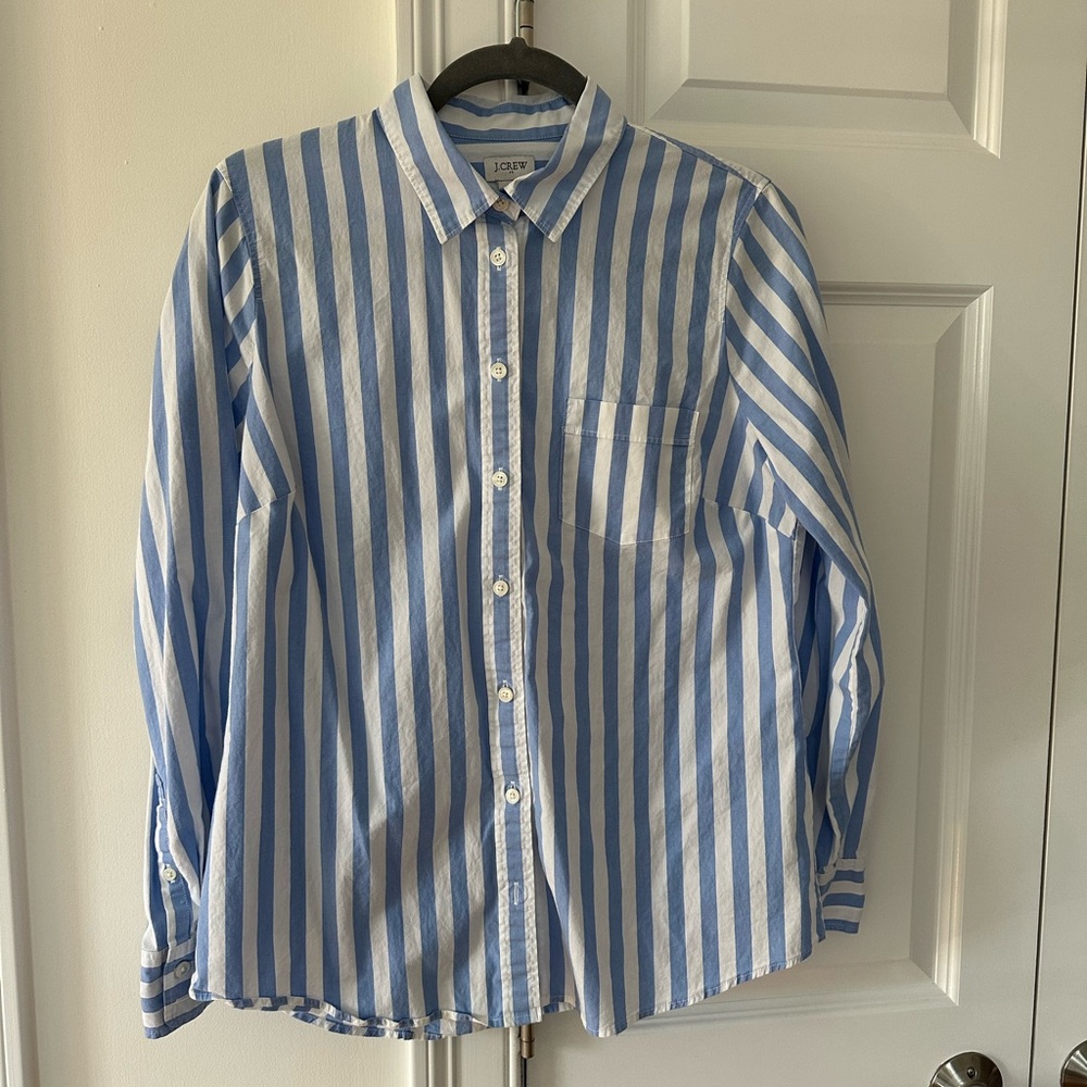 J. Crew Women’s Shirt with Blue and White Stripes
